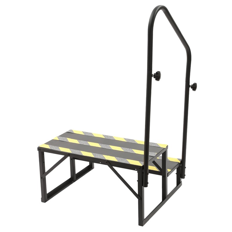 DYNAMI RV Stairs 2 Step Ladder, Steel Black Porch Steps