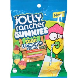JOLLY RANCHER Gummies 2 In 1 Sour Lemonade Stand Flavors Peg Bag (Sour Cherry Lemonade, Sour Lime Lemonade and Sour Strawberry Lemonade) 6.5Oz