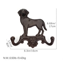 IWADECKY Set of 2 Cast Iron Vintage Wall Hook Decorative Wall Mounted Coat Hooks Rustic Heavy Duty Cute Animal Key Hangers for Towels, Hats(Dogs)