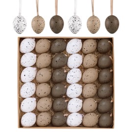 Valery Madelyn Easter Eggs for Hanging for Easter Decoration, 4 cm Natural-Coloured Artificial Mini Easter Eggs for Easter Decoration (36, Brown White)