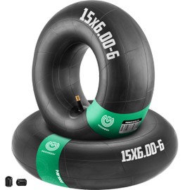 MOOVMOOV 2 hoses 15 x 6.00-6 with straight valve TR13 - replacement hoses suitable for ride-on mowers, carts, wheelbarrows, garden trailers, others