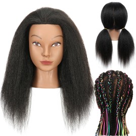 Ineffable 16"Mannequin Head with 100% Real Human Hair Mannequin Head for Braiding Hairstylists Manikin Head Cosmetology Doll Head for Hair Styling (16inch)