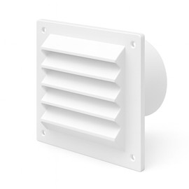 100mm (4") Square Vent Cover with Rear Spigot & Mesh Screen – Wall, Ceiling or Soffit Air Vent – Modern Plastic Grille for Bathroom, Kitchen, Loft – Easy to Install (White)