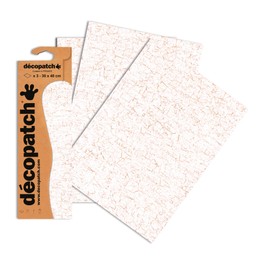 Décopatch - Ref C444O - White & Gold Cracked Effect Paper Pack - Each Sheet 30 x 40cm, Pack of 3 Paper Sheets - Best Used With Décopach Glue & Varnish, White & Gold