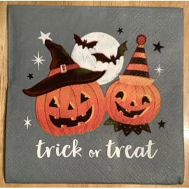 TWO Cute Witch Pumpkins Jack O’Lantern Trick Or Treat Paper Napkins Decoupage