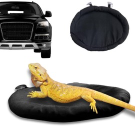 SEZDEKI Bearded Dragon Bed Soft Mat with Suction Cup Bearded Dragon Sleep Cushion Washable for Travel Reptile Tank Accessories Small Animal Carrier for Lizard Leopard Gecko (Black)