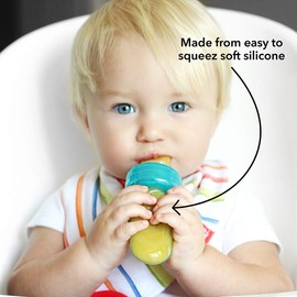 Nuby EZ Squeeze Weaning Self Feeder Baby Spoon, Blue