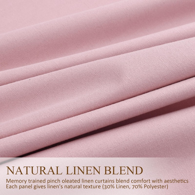Extra Long 100% Blackout Linen Pleat Curtains 110 Inches Long
