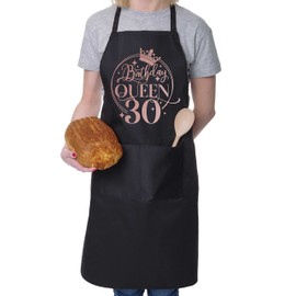 Print4U Birthday Queen 30 Ladies Apron 30th Birthday Gift Cooking Baking Pink