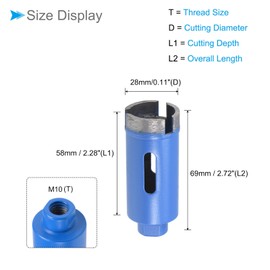 CoCud Diamond Core Drill Bit, 28mm Dia, Sintered Tiles Ceramics Stones Marble Concrete Hole Saws Dry or Wet - (Applications: for M10 Rotary Tool), 1-Piece