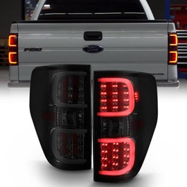 ACANII - For 2009-2014 Ford F150 Pickup Truck Smoked Lens LED Pyro Tube Style Tail Lights Brake Lamps Set Left+Right
