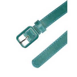 Allegra K Thin Waist Belts for Women Rectangle Pin Buckle Skinny Leather Belt for Pants Dress Fit waist 78-95cm/30.7-37.4" Blue