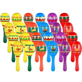 Hungdao 48 Pcs Mini Mexican Fiesta Wooden Maracas Bulk Wood Maracas for Kids Noisemaker for Fiesta Party Favors Cinco De Mayo Party Supplies Decor Taco Tuesday Event Luau Games (Vibrant Style)