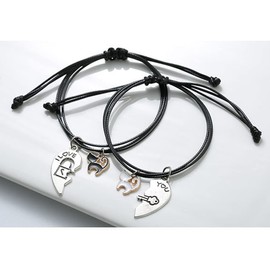 Matching Bracelets for Women Men String Bracelet with Love Heart Charm for Girls Boys Couples Friendship Bracelet