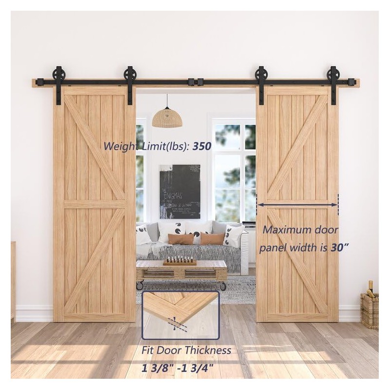 ROOMTEC 8FT Sliding Barn Door Hardware Kit, Barn Door Single