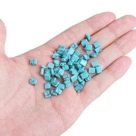 Beadia Natural Blue Turquoise Stone Tila Beads 5x5mm Square 2-Hole Spacer Beads for DIY Bracelet Earring Making 15"/Strand