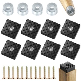 12 PCS Rubber Feet For Garden Furniture Non Slip Rubber Feet Outdoor Furniture Feet Protectors Rubber Feet with Screws Black Rubber Table Feet Square Rubber Feet for Wooden Chairs Desk Stools