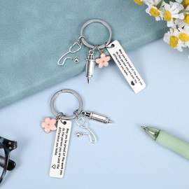 Ymapinc 2pcs Nurse Gifts Keyring, Nurse Graduation Gifts, Medical Nurse Keyring for Women, Paramedic Gifts, Student Nurse Gifts, Nurse Appreciation Gifts, Gifts Under 5 Pounds, Silver