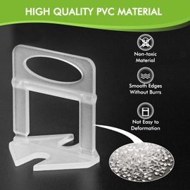 Tile Leveling System Clips 1/12", 1000pcs Tile Leveler Spacers Clips for DIY & PRO Tile Layers, Easy To Disassemble,Tile Leveling System Tools for Wall/Floor Ceramic Tile and Stone Installation-White