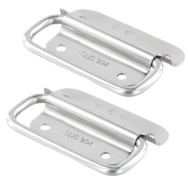 volumoon 2Pcs Metal Folding Handle, Chest Box Handles, Stainless Steel Pull Handle, Luggage Hardware Box Handle, for Storage Boxes Toolbox Replacement, Silver