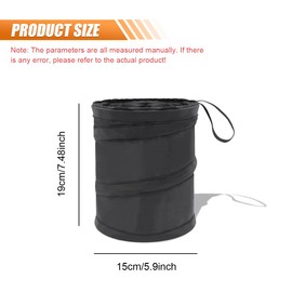 DUSCOKE Car Trash Can, Portable Collapsible Hanging Garbage Bin with Attached Hook&Elastic Band, Multipurpose Waterproof Pop-Up Car Trash Bag, Double-Layer Washable Vehicle Waste Basket (1PC)
