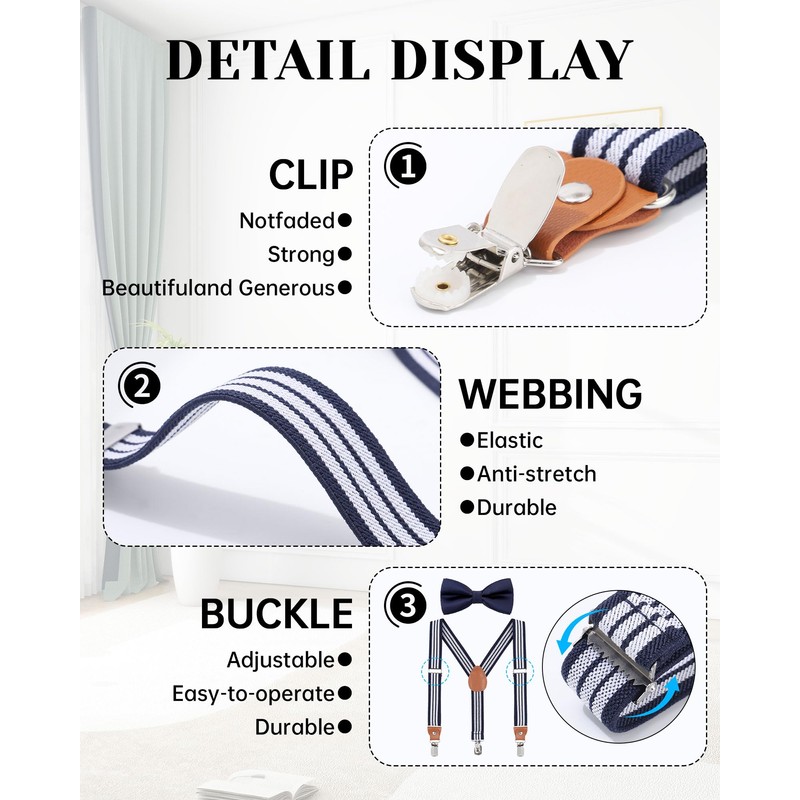 Child Kids Suspender Bowtie Sets - Y Shape Adjustable Suspender