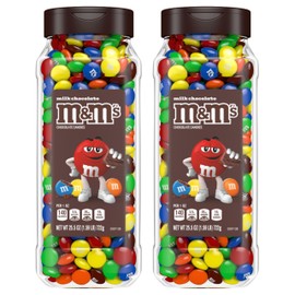 M&M’s Milk Chocolate Bulk Candy Jars, Assorted Chocolate Candies, Party Size Bulk Candy, Movie Night Snacks, Candy Buffet Chocolates, Resealable and Recyclable, 25.5 Oz Each (Pack of 2)