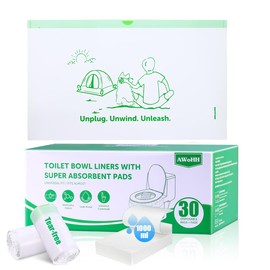 AWoHH Toilet Liners with Absorbent Pads, 30-Pack, Universal Fit, Disposable Toilet Bags, Camping-Inspired Design, Ideal for Home, Boat or Camping WC, Dry Flush Ready, Emergency Use, Tear-Free