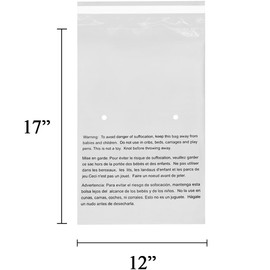 EcoSwift - 12” X 13” (15 Count) Self Seal Clear Poly Bags with Suffocation Warning for Packaging, Shipping - Permanent Adhesive