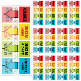 32 Boxes Perkoop Sign Here Notarize Initial Here Sign and Date Tabs Stickers Flags for Office School Students Notebook Annotating Books Notary Books, 100 Pcs Each Box