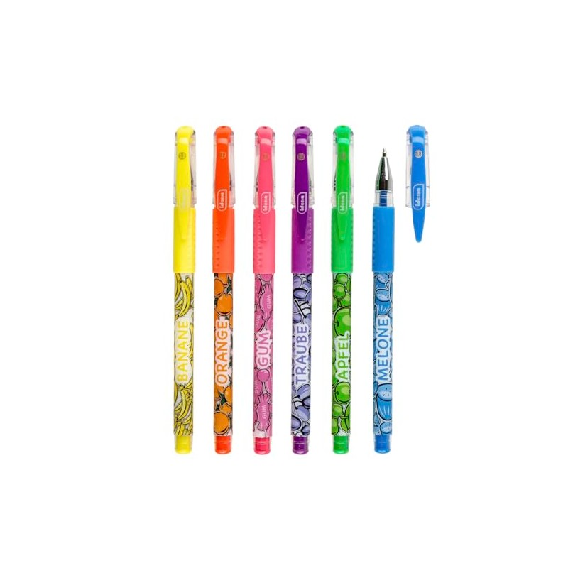 IDENA 512169 Cheeky Fruits, 6 Scented Gel Pens, 0.8 mm