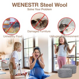 Steel Wool Mice Control - 3 Pcs 2.36"×9.84Ft Steel Wool for Wall Hole/Gap Filler - Best Thing to Get Rid of Mice - Keep Animals Away from Cracks,Siding,Pipeline,Vents in Garden/House/Garage/Kitchen