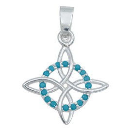 JOYARIS - Dije Nudo De Bruja Celta Amuleto Con Zirconias En Plata Solida 925 (Turquesa)