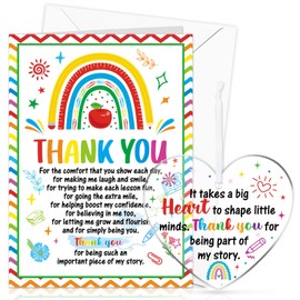 HOWAF Thank You Teacher Gifts for Women Men, Thank You Teacher Card with Acrylic Hanging Teacher Keepsake, Thank You Gifts for Teachers, Teaching Assistant, Pre School, Nursery Teacher Leaving Gifts