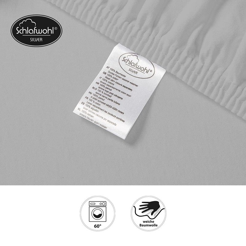Schlafwohl Jersey Fitted Sheet Silver 100% Cotton Robust and Easy