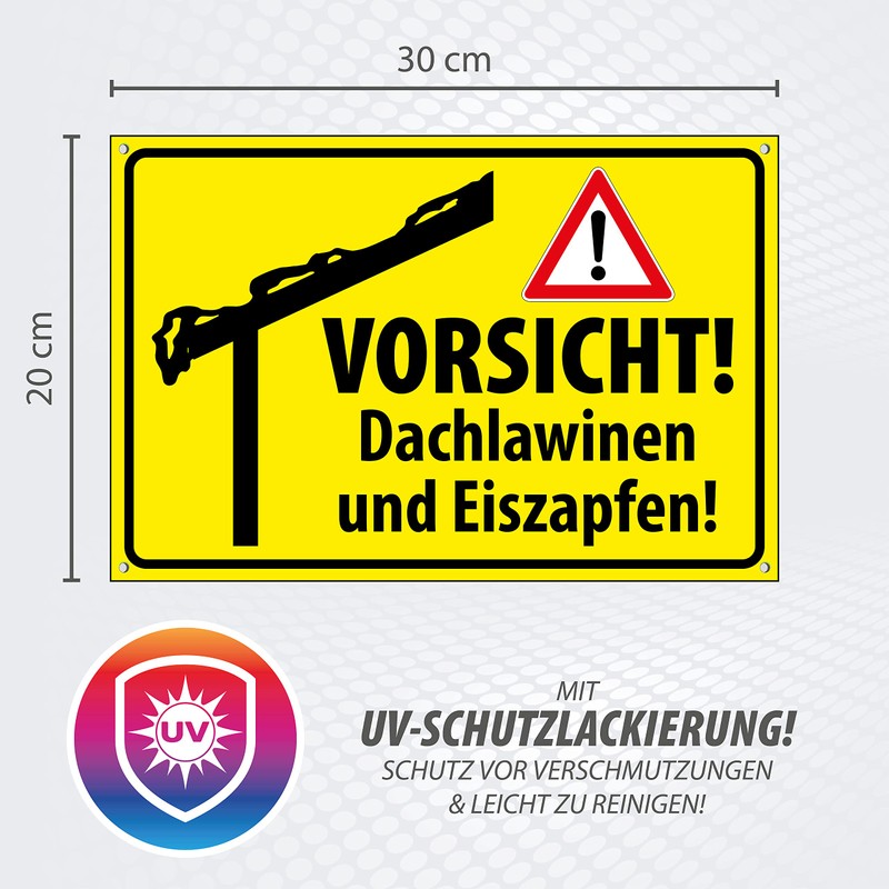 High-Quality Sign Aluminium Dibond with UV Protective Coating "Vorsicht! Dachlawinen"