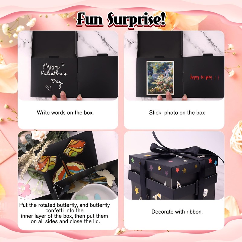 Black Flying Butterfly Explosion Gift Box - Flying Butterfly Christmas
