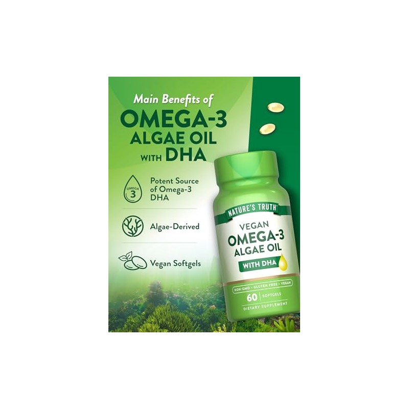 Suplemento vegano de omega 3 de Natures Truth 60 cápsulas