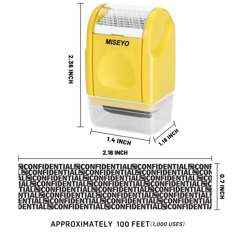 Miseyo Mini Identity Theft Protection Roller Stamp with 3 Pack