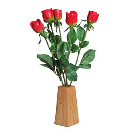 JustPaperRoses 5th Wedding Wood Roses 5-Stem Bouquet and Wood Vase