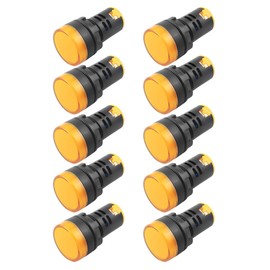 12V/24V/110V 20mA Energy Saving LED Indicator Light Mounting Hole Size 22mm (7/8 Inch) Green Yellow Red Blue White (24V) 10 Pcs (Yellow, 24V)