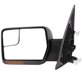 FEIPARTS Tow Mirrors Fit for 2004-2014 for Ford for F-150 Series Truck Pickup Left Side and Right Side Towing Mirrors Set Of Mirrors Power Adjusted Heated Turn Signal Puddle Light Black Housing