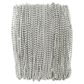 Silver Mardi Gras Beads - 33 inch, 7mm, 72 Necklaces, 6 Dozen Bulk Event Favors