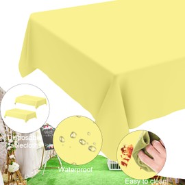 JCTHKUKU 4 Pack Yellow Tablecloth Disposable Baby Yellow Table Covers 54" x 108" Yellow Pastel Table Cloths for Parties Bridal Shower Engagement Wedding Birthday BBQ Picnic Indoors & Outdoors Party