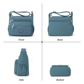LassZone Women's Multi-Pocket Casual Crossbody Bag Handbags Waterproof Nylon Shoulder Bags Messenger Travel Bag for Shopping Hiking Daily Use (Light Blue)