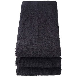 GamachaTowel Face Towels, 22 Colors, Black, Set of 3, Easy to Use for Kitchen and Bathroom Hand Wipes, 100% Cotton, Skin-friendly, Absorbent, Quick Drying, Normal Size, Yu-Packet, Mailing