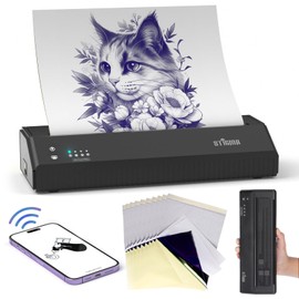 STIGMA P8008 Bluetooth Tattoo Stencil Printer with 10Pcs Transfer Paper Wireless Thermal Tattoo Copier Machine Mini Tattoo Printer 2500mAh for Tattooing Compatible with iOS,Android & PC MHT-P8008-US