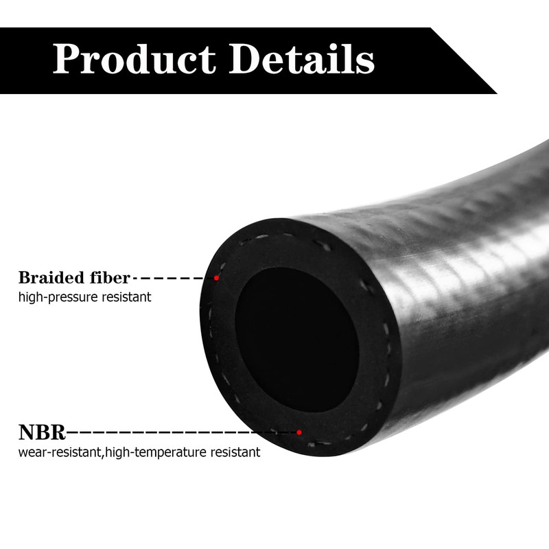 Fitvell 3/8 Inch ID Fuel Line Hose 10FT NBR Rubber