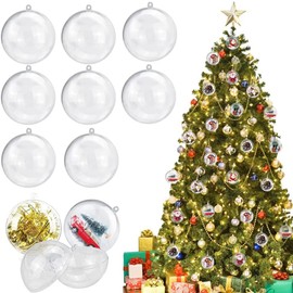 12Pcs 50mm Clear Plastic Fillable Ornament Ball Xmas Decor Ball Fillable Bauble Christmas Ornament for Christmas Holiday Wedding Party Home Decor