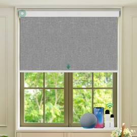 Allesin Motorized Roller Blinds – Rechargeable Smart Shades with Cassette Cover for Perfect Blackout, Quiet & Energy-Efficient Motor, Remote & Alexa-Compatible for Home (Smoky Gray, 33" W x 72" H)